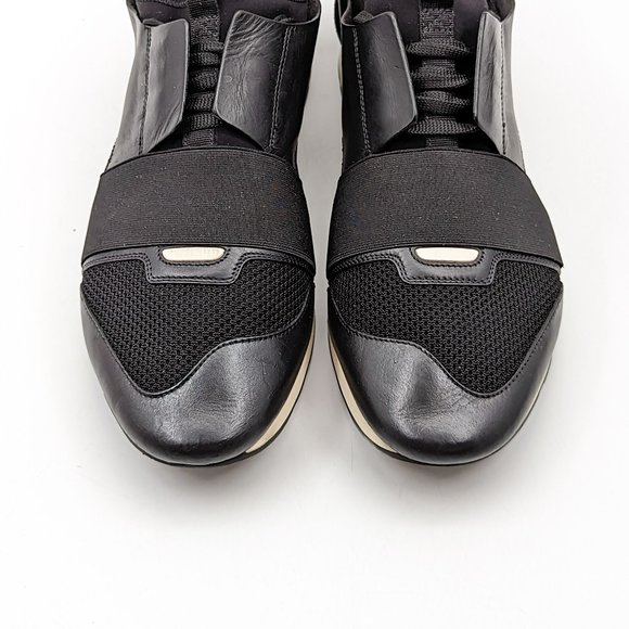 Balenciaga Men Racer Runner Black Mesh Leather Lace sneakers size 11US EUR44 - Picture 9 of 12
